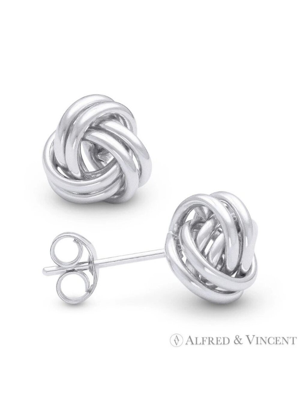 Love-Knot Fashion Stud Earrings with Push-Back Posts in 14k White Gold